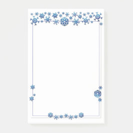 Hübscher blauer Glitzer Winterschneeflocken Weihna Post-it Klebezettel
