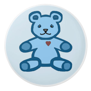 Hübscher blauer Junge Baby-Teddybär Keramikknauf