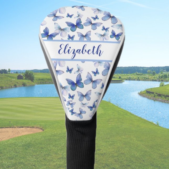 Hübscher Blauer Schmetterling mit individuelle Nam Golf Headcover (Von Creator hochgeladen)