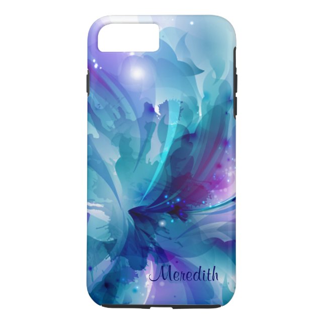 Hübscher blauer u. lila abstrakter Blume iPhone 7 Case-Mate iPhone Hülle (Rückseite)