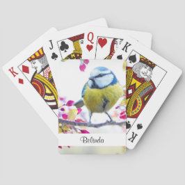 Hübscher Blauer und Gelber Bird auf einem Zweigbil Spielkarten