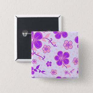 Hübscher Blumendruck Lila und rosa am Lavendel Button