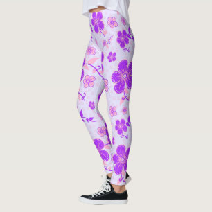 Hübscher Blumendruck Lila und rosa am Lavendel Leggings