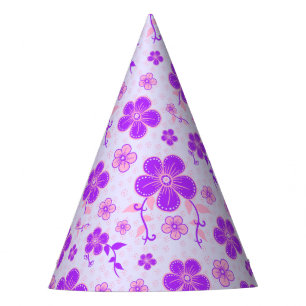 Hübscher Blumendruck Lila und rosa am Lavendel Partyhütchen