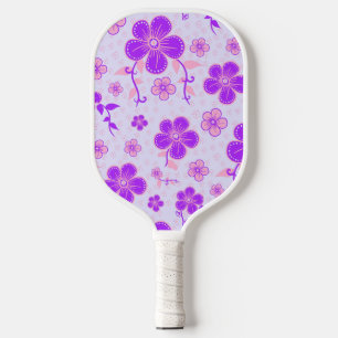 Hübscher Blumendruck Lila und rosa am Lavendel Pickleball Schläger