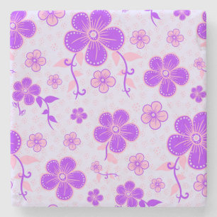 Hübscher Blumendruck Lila und rosa am Lavendel Steinuntersetzer