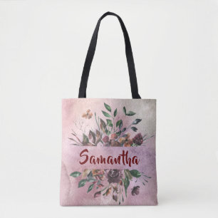 Hübscher Blumenentwurf mit Namen Tasche