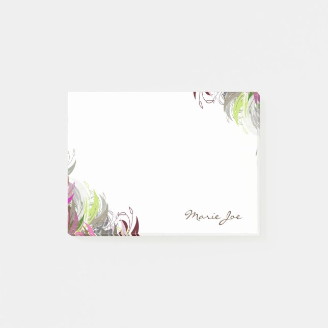 Hübscher Blumenkarton Personalisiert Post-it Klebezettel (Vorderseite)