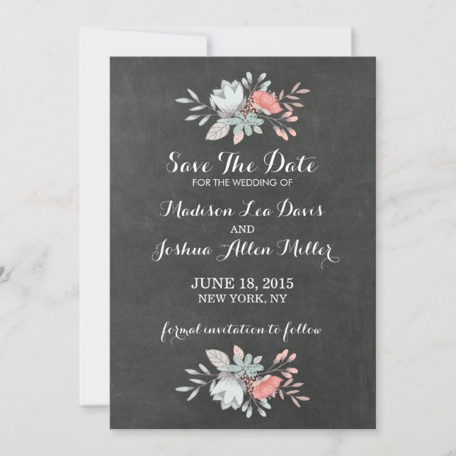 Hübscher Blumenkhalkard Save the Date (Vorderseite)