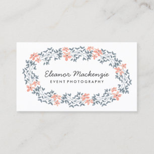 Hübscher Blumenkranz   Aquarell Floral Visitenkarte