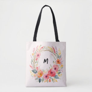 Hübscher Blumenkranz monogrammiert elegant Tasche