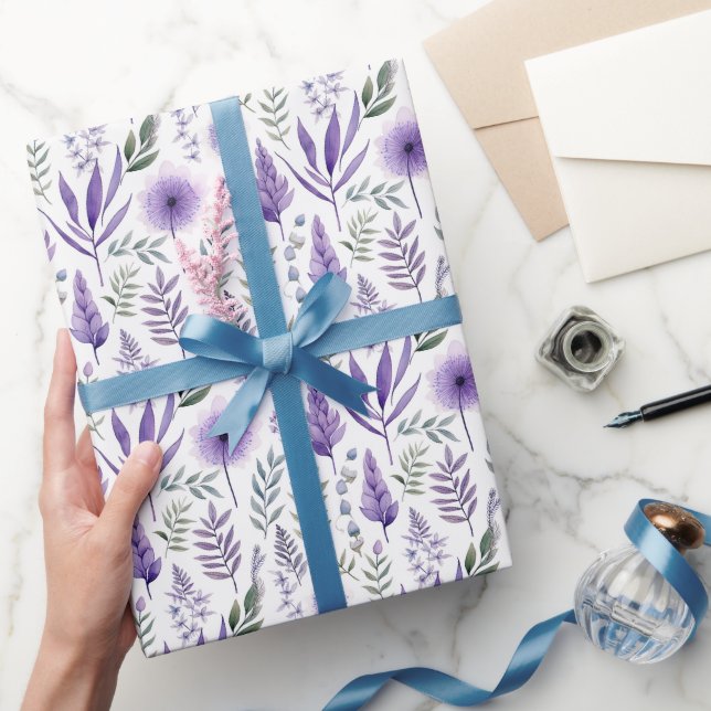 Hübscher Blumenlavender Lila Botanisch Geschenkpapier (Schenken)