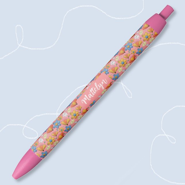 Hübscher Blumenmusterstift mit Namen Kugelschreiber (Closeup view
)