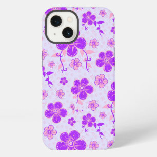Hübscher Blumenprint lila und rosa auf Lavendel iPhone Hülle
