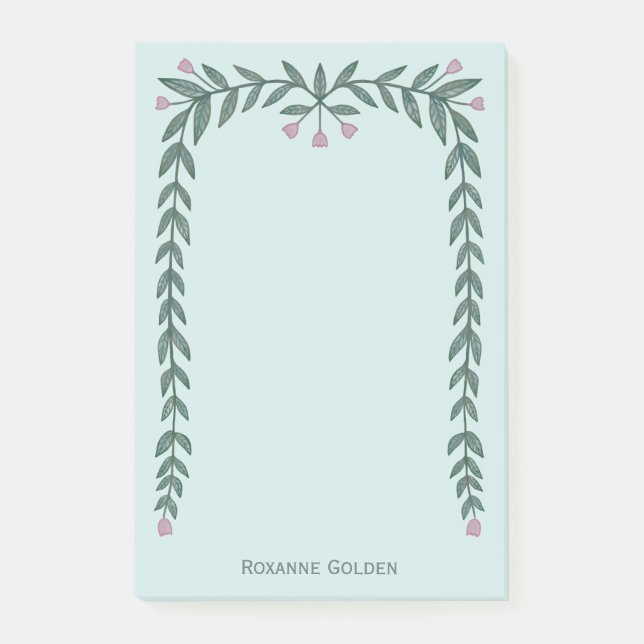 Hübscher Blumenrahmen INDIVIDUELLE NAME Notepad Post-it Klebezettel (Vorderseite)