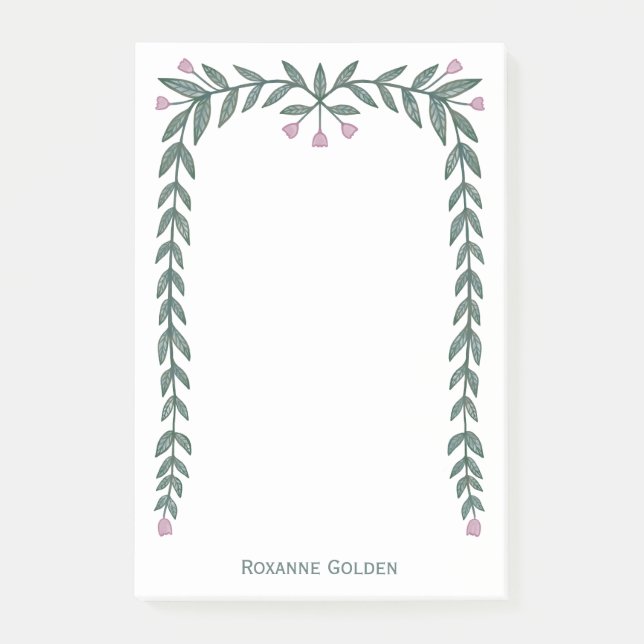Hübscher Blumenrahmen INDIVIDUELLE NAME Notepad Post-it Klebezettel (Vorderseite)