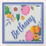 Hübscher Blumenrahmen Personalisiert Glasuntersetzer<br><div class="desc">Hübscher personalisierter Untersetzer für sie.</div>
