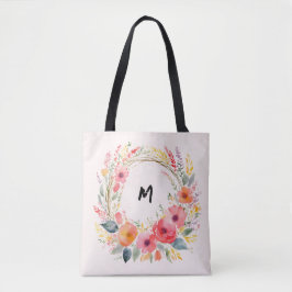 Hübscher Blumenreath Mit Monogramm Elegante Tasche