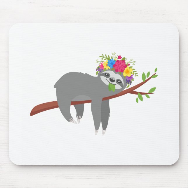 Hübscher BlumenSloth Mousepad (Vorne)