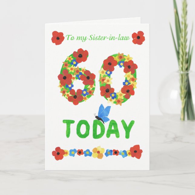 Hübscher Blumenstrauß 60. Geburtstag, für Schwiege Karte (Vorderseite)