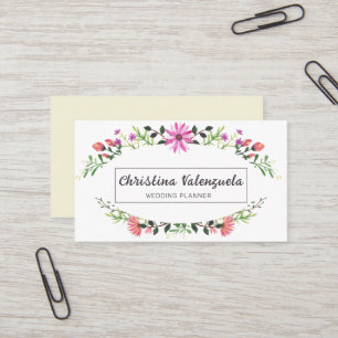Hübscher Blumenweiblicher Hochzeitsplaner Visitenkarte