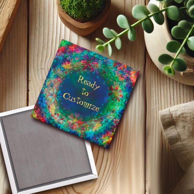 Hübscher Blumenzauber Personalisiert Blue Inspiriv Magnet (Von Creator hochgeladen)