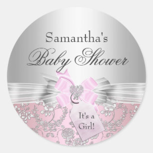 Hübscher Bogen & Florales Baby Shower Aufkleber