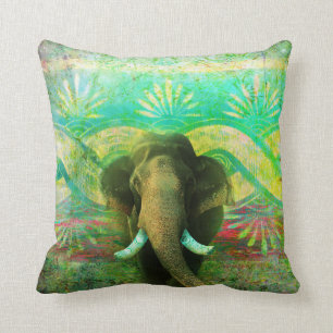 Hübscher Bohemischer Elefant-Türkis-Stammes- Kissen