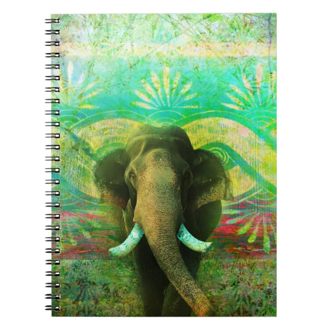 Hübscher Bohemischer Elefant-Türkis-Stammes- Notizblock (Vorderseite)