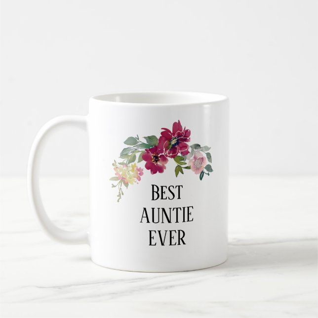 Hübscher Bordeaux-Blumenstrauß Kaffeetasse (Links)