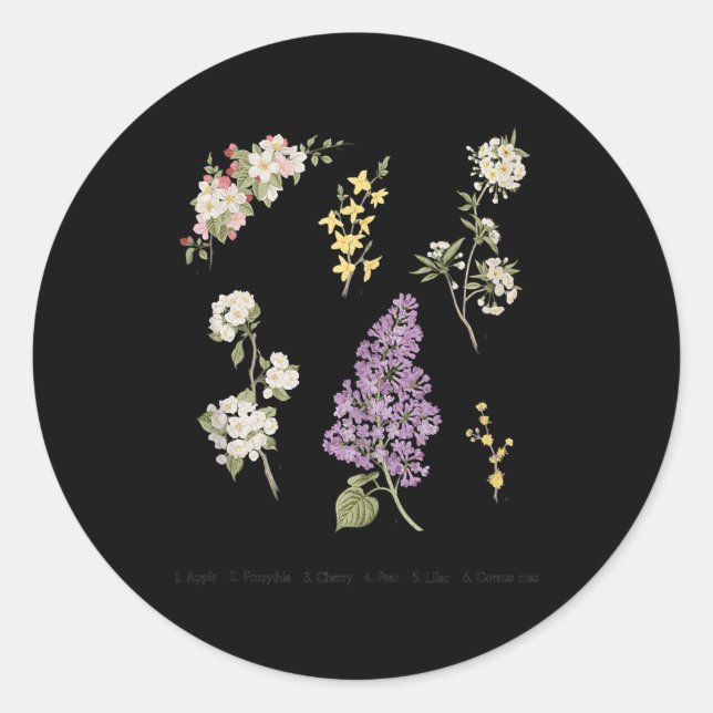 Hübscher botanischer Blumenapfel Runder Aufkleber (Vorderseite)