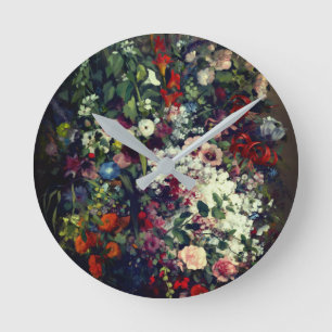 Hübscher Bouquet von Blume in einer Vase Runde Wanduhr