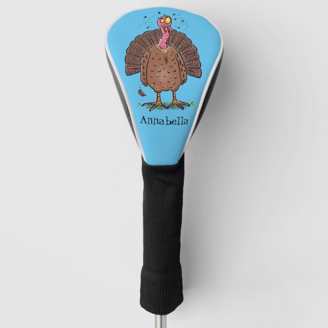 Hübscher, brauner Zuchttruthahn mit Fliegen Cartoo Golf Headcover (Vorderseite)