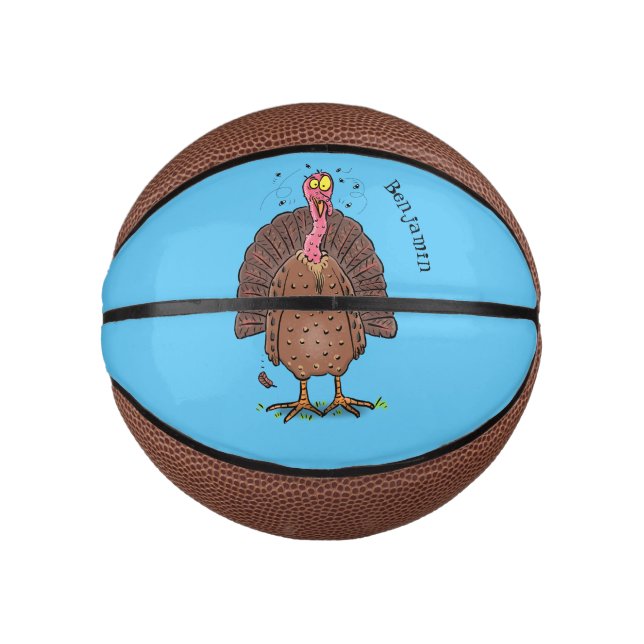 Hübscher, brauner Zuchttruthahn mit Fliegen Cartoo Mini Basketball (Vorderseite)