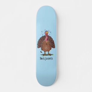 Hübscher, brauner Zuchttruthahn mit Fliegen Cartoo Skateboard