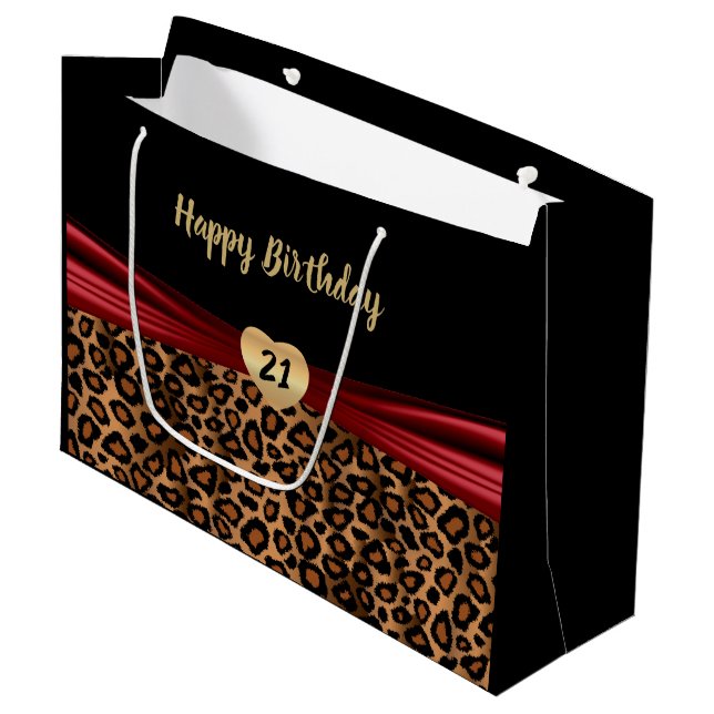 Hübscher Brown-Leopard-Entwurf Große Geschenktüte (Vorderseite Schrägansicht)