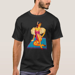 Hübscher Brünetter Lila 1-teiliger Amerikaner T-Shirt