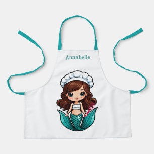 Hübscher Brünetter Mermaid-Koch personalisieren Schürze