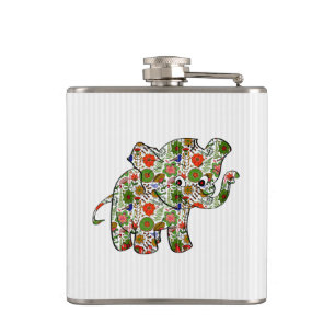 Hübscher bunter Blumenbaby-Elefant Flachmann