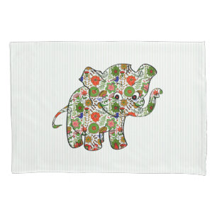 Hübscher bunter Blumenbaby-Elefant Kissenbezug