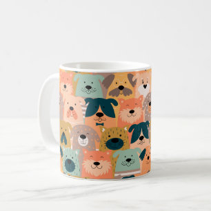 Hübscher bunter Cartoon-Hund-Muster Keramikbecher Kaffeetasse