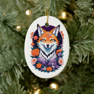 Hübscher Bunter Fuchs-Schmuck Keramik Ornament