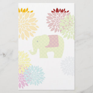 Hübscher bunter Hippie-Elefant-Blumen-Power Briefpapier