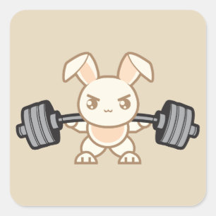 Hübscher Cartoon - Squat - Leg Day, Fitnessraum Quadratischer Aufkleber