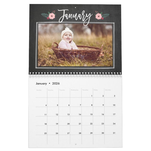 Hübscher Chalkboard-Kalender für benutzerdefiniert Kalender (Jan 2026)