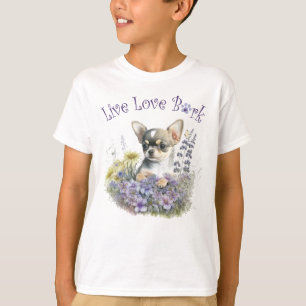 Hübscher Chihuahua-Hund-Blumen T-Shirt