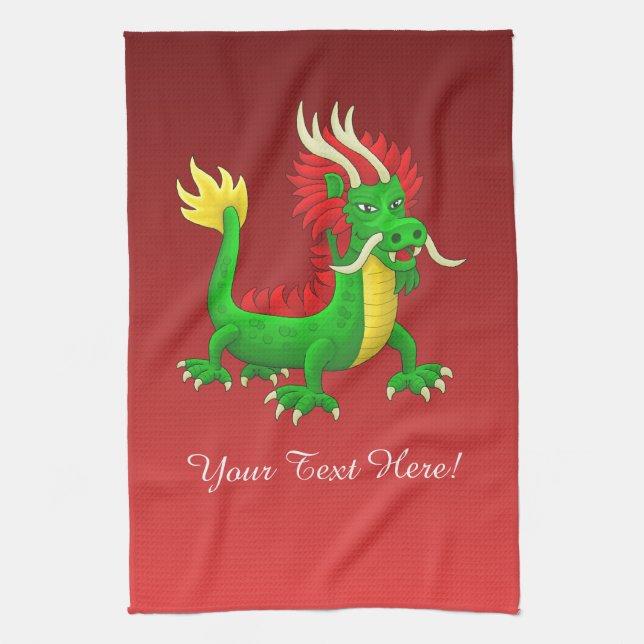 Hübscher chinesischer Neujahrsdrache Geschirrtuch (Vertikal)