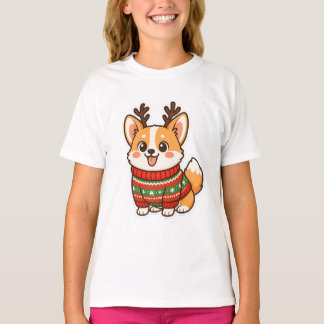 Hübscher Corgi-Hund hässlicher Weihnachtspullover T-Shirt
