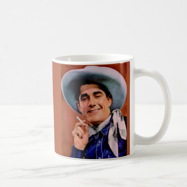 hübscher Cowboy mit Zigarette Kaffeetasse (Rechts)