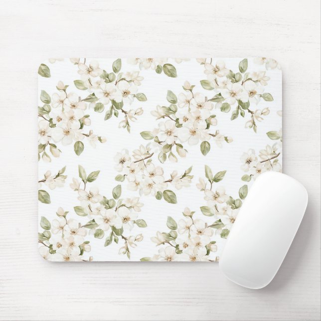 Hübscher cremefarbener blühender Baum Mousepad (Mit Mouse)